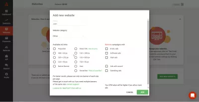 Adsterra vs. adsense: uma revisão de dois serviços gigantes : Adicionando um novo site a monetizar com Adsterra no painel