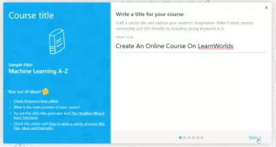 Hoe maak je een online cursus over LearnWorlds? : Een SEO-vriendelijke cursusnaam invoeren