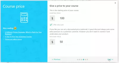 How To Create An Online Course On LearnWorlds? : Giving a price to a course