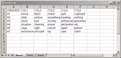 Як порівняти 2 файли CSV з MS Access : Рис. 1: Перша таблиця Excel, яку потрібно порівняти