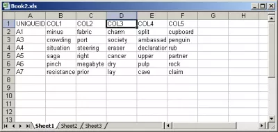 Як порівняти 2 файли CSV з MS Access : Рис 2: Друга таблиця Excel, яку потрібно порівняти