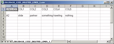 Kako primerjati dve datoteki CSV z MS Accessom : Slika 9: Primerjava2CSVfiles-v1.2.mdb tabela rezultatov črtanih črt