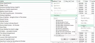Smertefri Excel-tilpasset autofilter på mer enn to kriterier : Bruk enkeltfilter, eller åpne menyen for å bruke 2 filtre