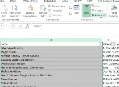 Smertefri Excel-tilpasset autofilter på mer enn to kriterier : Valg av listen for å filtrere med flere kriterier