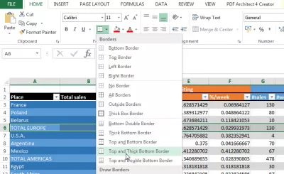 Como fazer uma tabela com bom aspecto no Excel : Aplicar bordas à seleção de células
