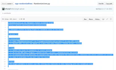 Notisblokk ++ randomiser, sorter linjer tilfeldig : Kopier Python script RandomizeLines.py fra github