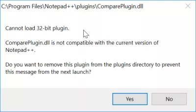 Kan inte ladda 32 bitars plugin Notepad ++ : Felmeddelande vid användning av plugins på 64 bitarsversion