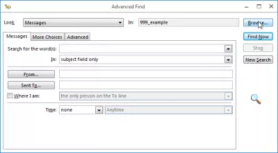 Outlook menemukan folder email dalam beberapa langkah mudah : Akses penjelajahan folder dari pencarian lanjutan email