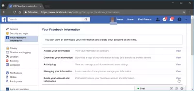 Kako izbrišem svoj račun pri Facebooku? : Izbrišite račun in informacijsko povezavo