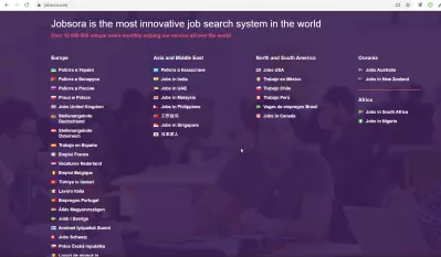 Linkedin: Explicação do cenário de busca ativa de emprego : JobSora disponibiliza os países para buscar ativamente novas oportunidades de emprego