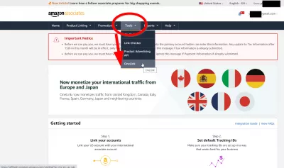 Amazon Associates OneLink - lien d'affiliation universel d'Amazon : Lieu de liaison de menu Amazon OnLink