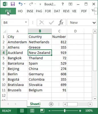 Як імпортувати файл Excel у базу даних MySQL в PHPMyAdmin : Excel лист з даними