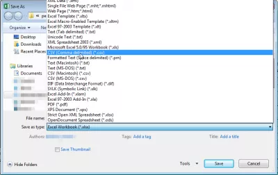 Så här importerar du en Excel-fil i en MySQL-databas i PHPMyAdmin : Hitta det CSV-kommaseparerade formatet