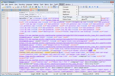 Kako oblikovati XML v Notepad ++ : Prikaži upravljalnik vtičnikov v meniju možnosti Notepad ++ plugins